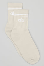 Unisex Half-Crew Throwback Sock - Bone/White