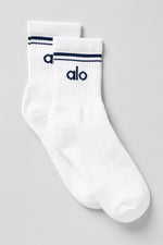 Unisex Half-Crew Throwback Sock - White/Navy