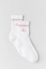 Unisex Half-Crew Throwback Sock - White/Vintage Pink