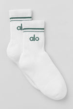 Unisex Half-Crew Throwback Sock - White/Clover Green