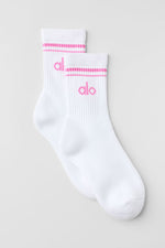 Unisex Half-Crew Throwback Sock - White/Paradise Pink