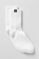 Unisex Half-Crew Scrunch Sock - White