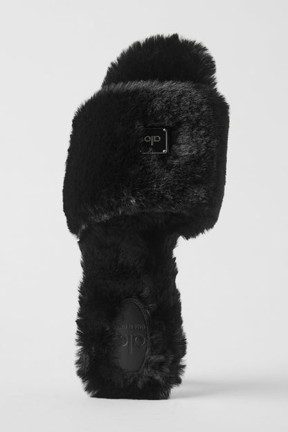 ALO Classico Faux Fur Sandal - Black