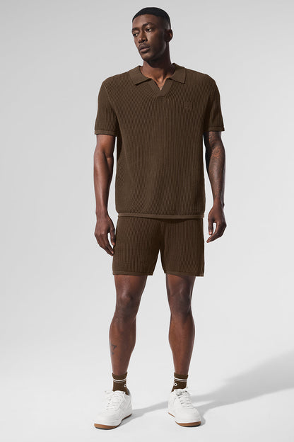Open-Knit Polo - Espresso