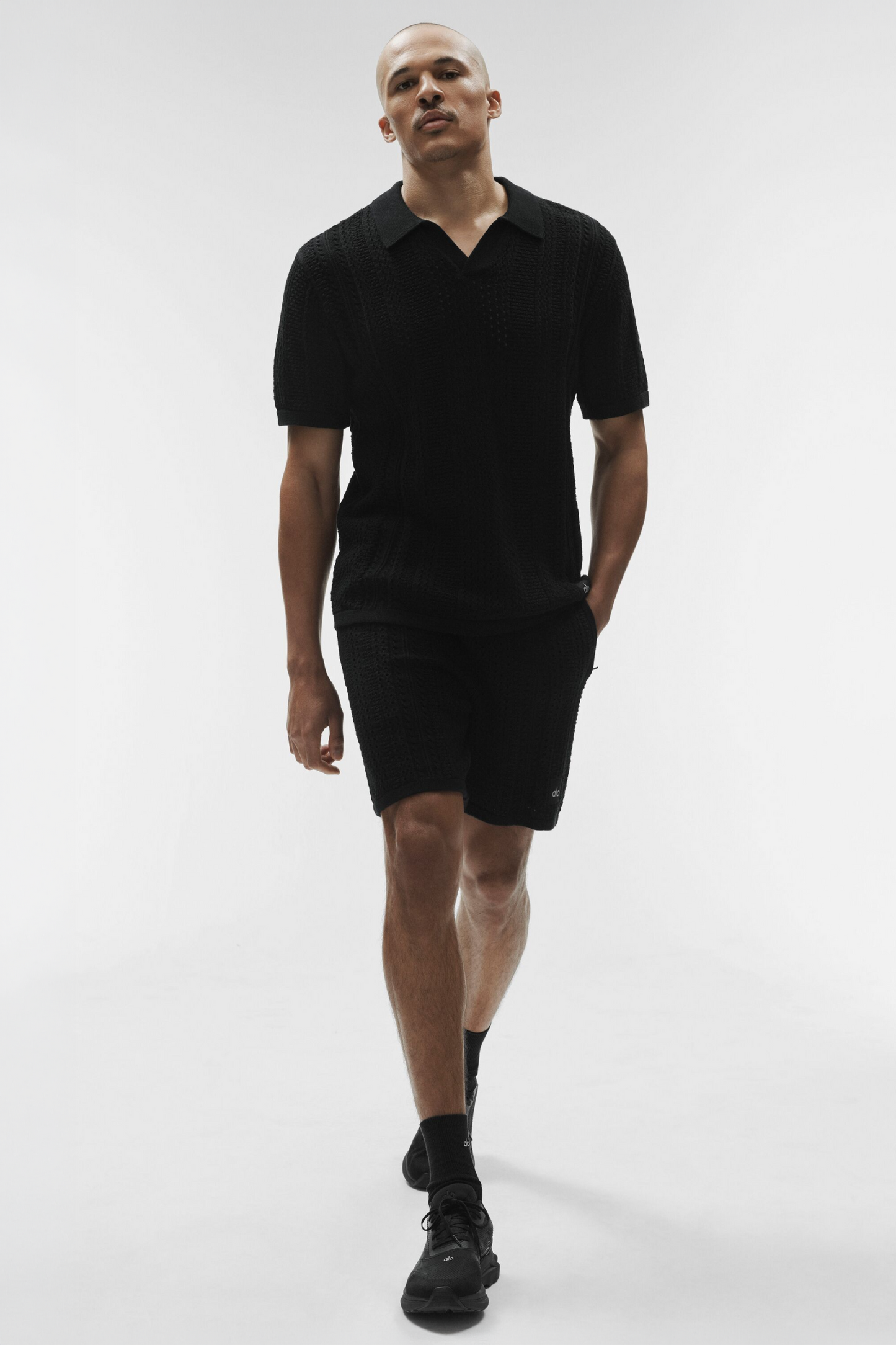 Coastline Knit Short Sleeve Polo - Black