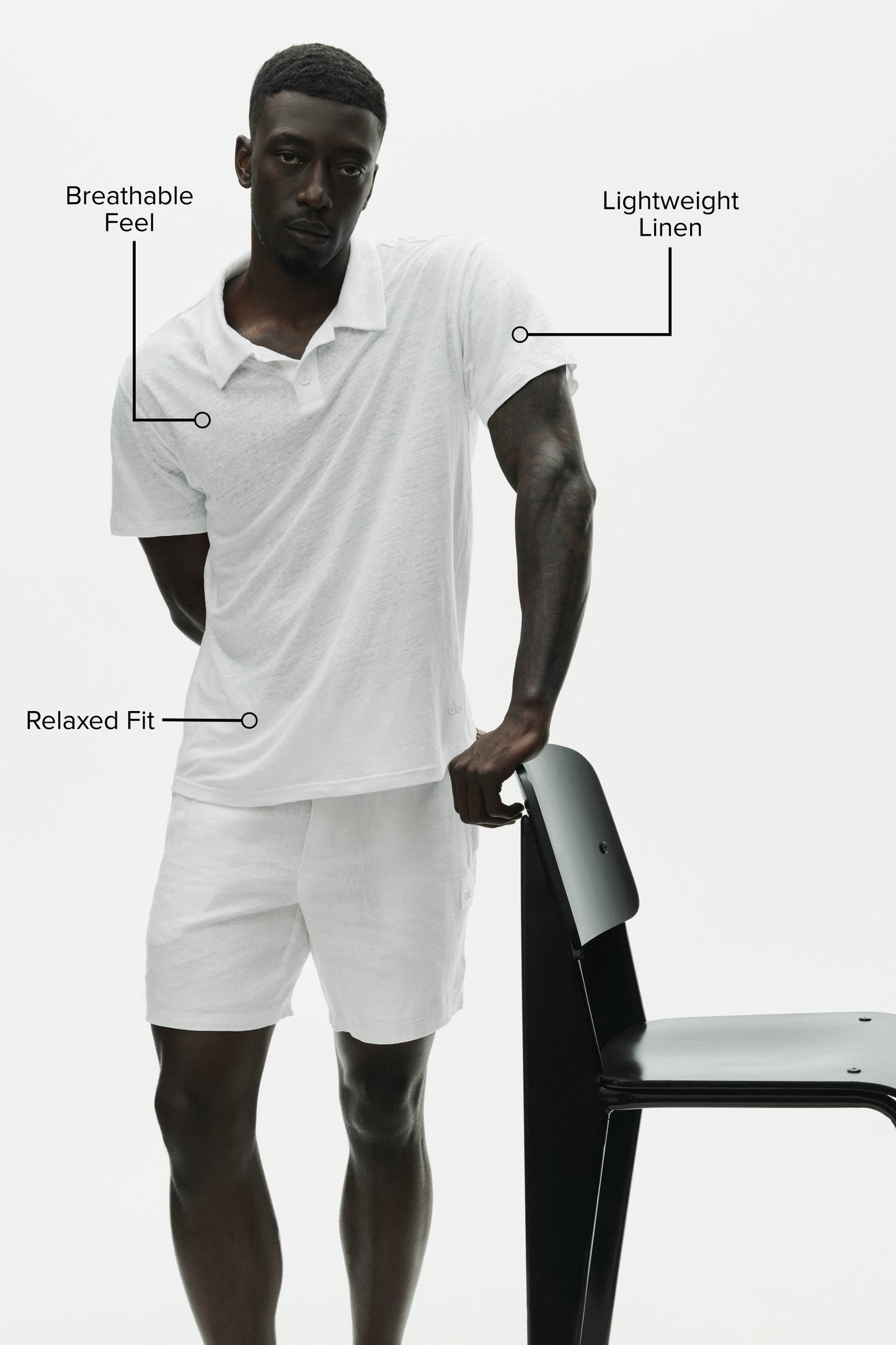 Linen Jersey Coastal Short Sleeve Polo - White