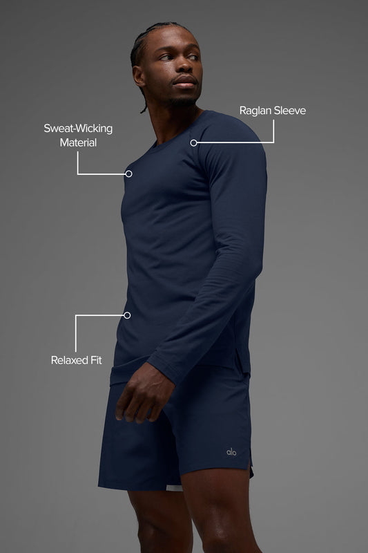 ALO Vapor Crewneck Long Sleeve - Navy