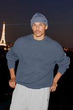 Domain Rib Knit Crew Sweater - Bluestone