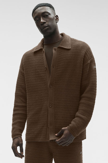 Shift Knit Button Up Long Sleeve - Espresso
