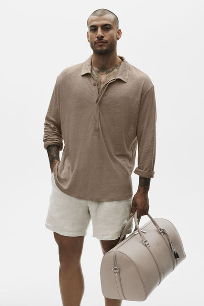 Linen Jersey Coastal Long Sleeve Pullover - Gravel
