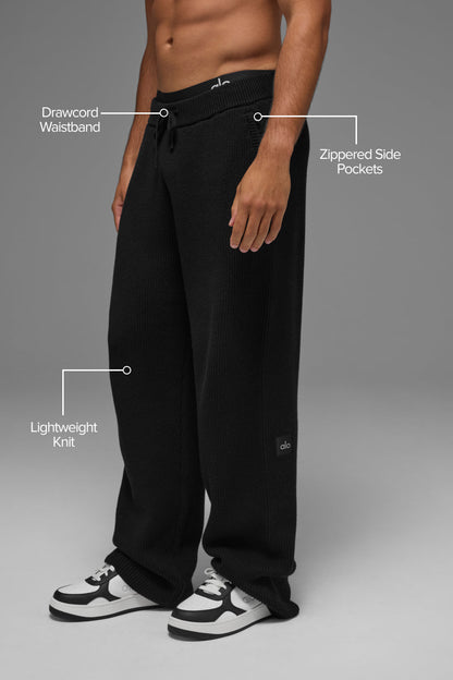 Domain Rib Knit Sweatpant - Black