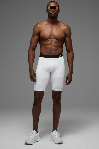 9" Flight Compression Short - White