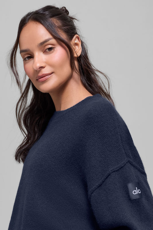 Unisex Wool Cashmere New Class Crewneck Sweater - Navy