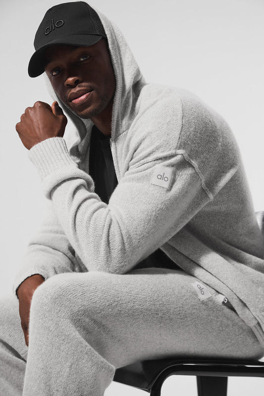 Wool Cashmere New Class Full Zip Hoodie - Pearl Grey Heather