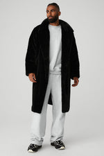 Oversized Faux Fur Trench - Black
