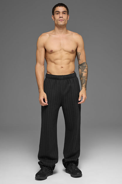 Pinstripe Straight Leg Sweatpant - Black Pinstripe