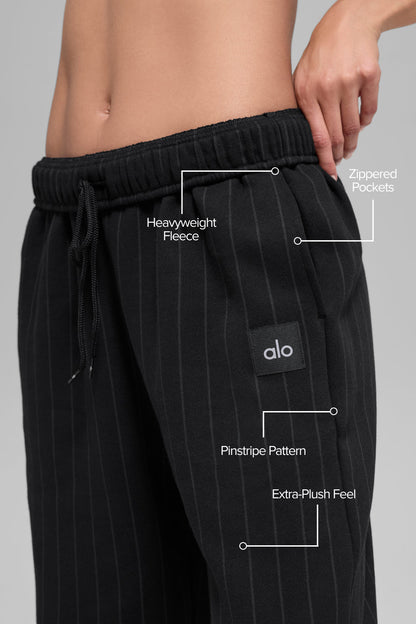 Pinstripe Straight Leg Sweatpant - Black Pinstripe