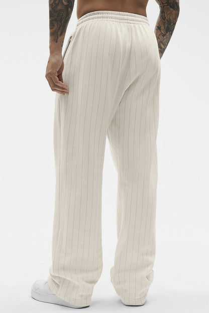 Pinstripe Straight Leg Sweatpant - Bone Pinstripe
