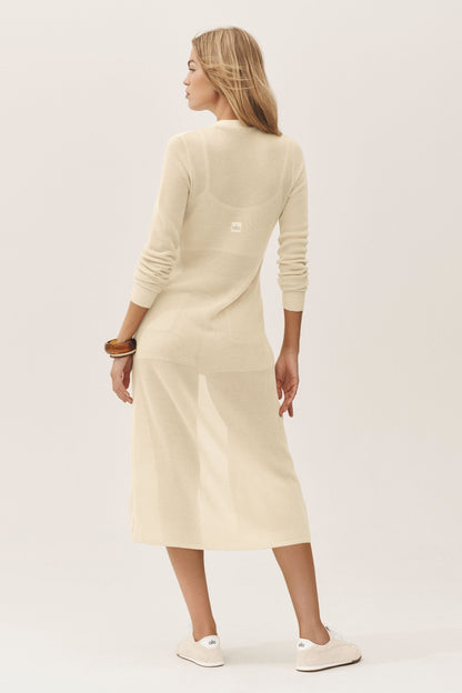 Silk Cashmere Heatwave Long Cardigan - Sandy Beige