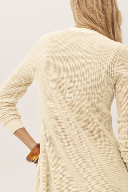 Silk Cashmere Heatwave Long Cardigan - Sandy Beige