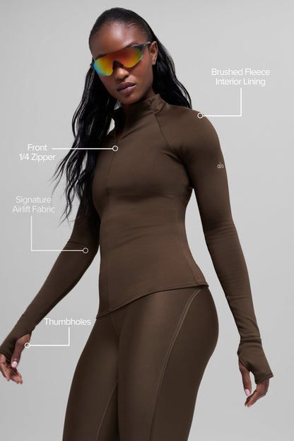 Airlift Winter Warm 1/4 Zip Long Sleeve - Espresso