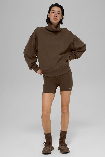 Hazy Mock Neck Pullover - Espresso