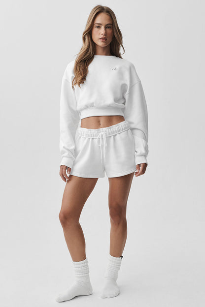 Cropped Accolade Crewneck - White