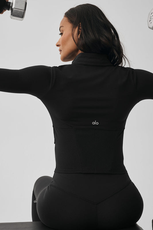 Airbrush Corset Full Zip Jacket - Black