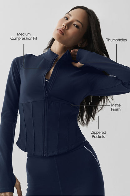 Airbrush Corset Full Zip Jacket - Navy