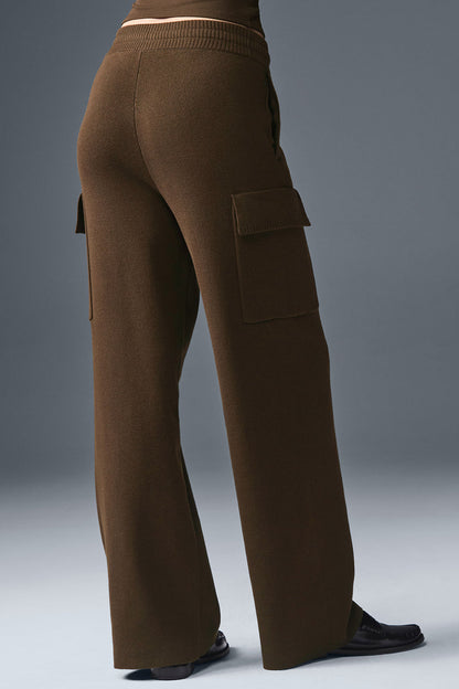 Scholar Knit High-Waist Cargo Pant - Espresso
