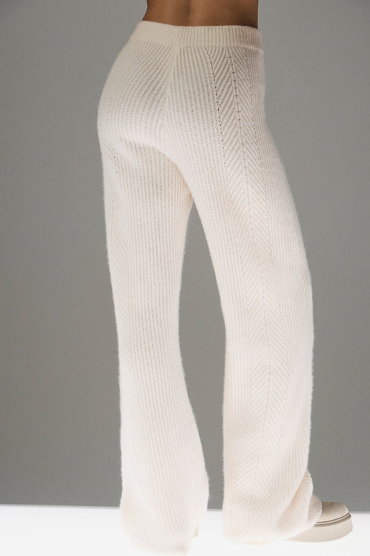 Winter Magic Cashmere Wide Leg Pant - Ivory