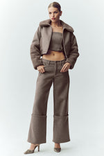 Wool Blend Nightcap Wide Leg Pant - Alpine Cocoa Heather