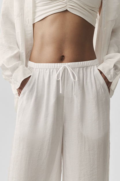 Semi-Sheer Golden Hour High-Waist Straight Leg Pant - Ivory