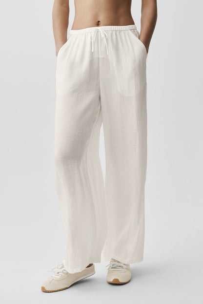 Semi-Sheer Golden Hour High-Waist Straight Leg Pant - Ivory