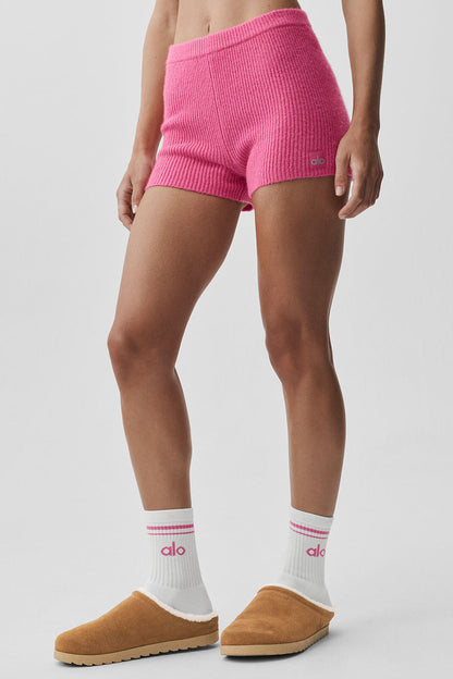 Wool Cashmere Ribbed Noble Short - Paradise Pink