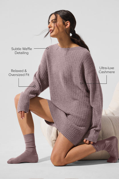 Cashmere Plush Waffle Dress - Mushroom Heather