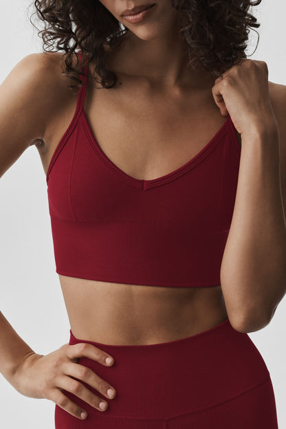 Seamless Modal Ribbed Delight Bralette - Summer Romance Red