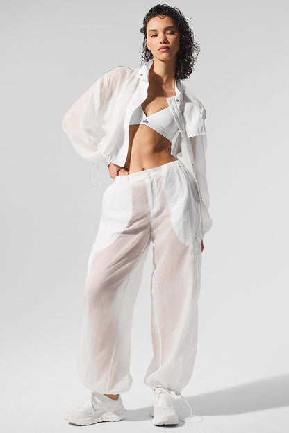 Cropped Game Time Full Zip Jacket - White